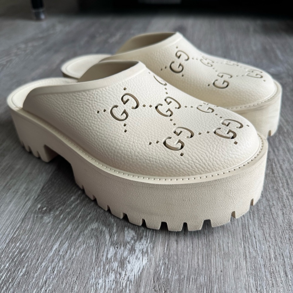 Gucci Cream Platform Clogs